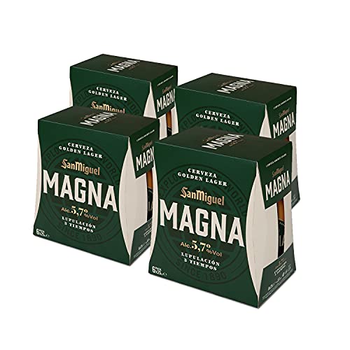 San Miguel Magna Cerveza Dorada Lager - Pack de 24 Botellas x 25 cl - 5,7% de Volumen de Alcohol