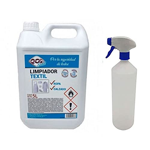 Sanit. Limpiador textil para ropa y calzado que higieniza y desinfecta rápidamente. Envase de 5 lts. Se incluye una botella vacía pulverizadora de 1 litro