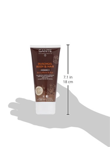 Sante Naturkosmetik Homme II Gel de Ducha Cuerpo y Cabello Orgánica Acai 200ml, paquete de 4 (4 x 200 ml)