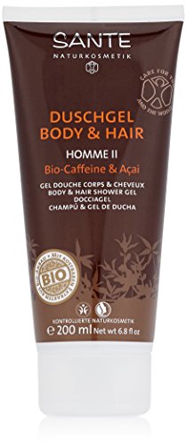 Sante Naturkosmetik Homme II Gel de Ducha Cuerpo y Cabello Orgánica Acai 200ml, paquete de 4 (4 x 200 ml)