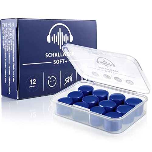 SCHALLWERK ® Soft+ 12 tapones oidos silicona – soporte óptimo como protección auditiva para dormir – tapones oidos silicona dormir – supresión del ruido mediante tapones de silicona…