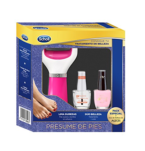 Scholl Lima Electrónica de Pies Rosa y 2 Pintauñas de Color Beige y Transparente - Pack Regalo