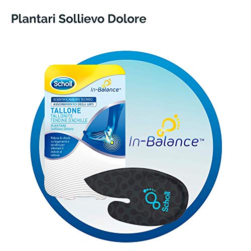 Scholl Plantarios In-Balance - Alivio del dolor con absorción de impactos para talón, talalgia, tendón de Aquiles - Talla S - Para hombre o mujer