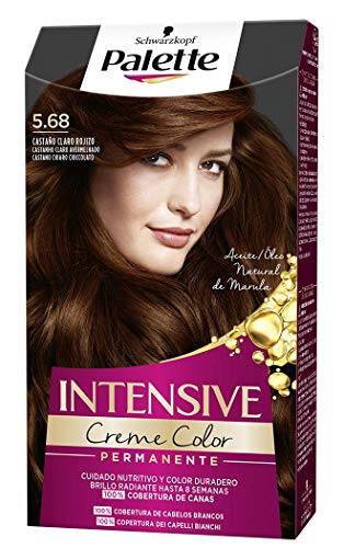 Schwarzkopf Palette Intensive Creme Color – Tono 5.68 cabello Castaño Rojizo - Coloración Permanente de Cuidado con Aceite de Marula – Óptima cobertura de canas – Color duradero hasta 8 semanas