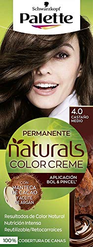 Schwarzkopf Palette Naturals Color Creme - Tono 4 cabello Castaño Medio - Coloración Permanente – Óptima cobertura de canas – Colores naturales