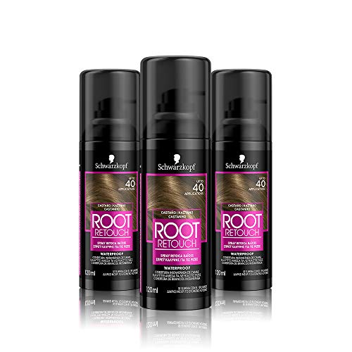 Schwarzkopf Root Retoucher – Spray retoca raíces - Coloración del Cabello Castaño (pack de 3) – Hasta 40 aplicaciones – Disimula el efecto raíz
