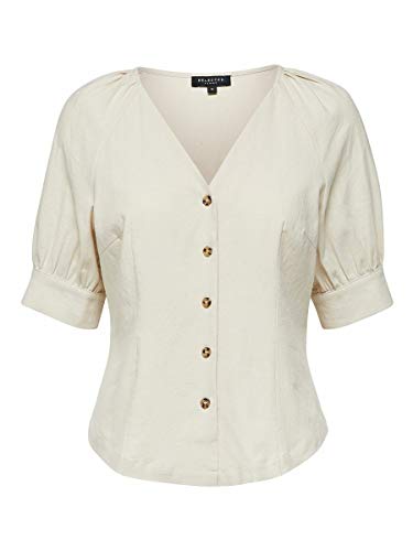 SELECTED FEMME Camisa femenina Petite de manga corta, arena, 38