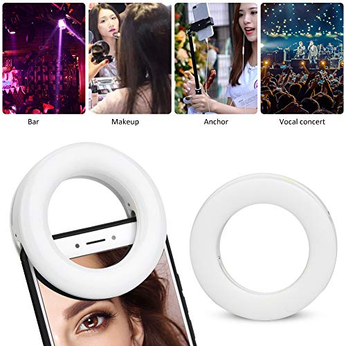 Selfie Ring Light, XJ-19 Portable USB Power 40 LED Camera Selfie Ring Fill Light 3200K-6500K con Clip elástico para cámara Smartphone Maquillaje Concierto en Vivo