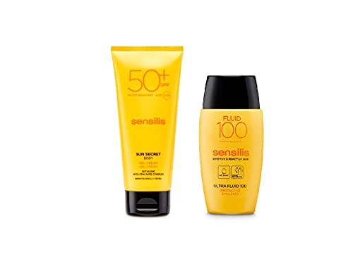 Sensilis Sun Secret - Pack con Protector Solar Facial Ultra Fluid 100 (40 Ml) y Crema Corporal con Spf 50 (200 Ml), 2 Unidades