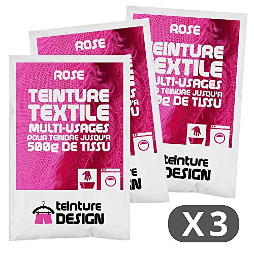 Set de 3 Bolsas de Tinte Textil – Rosa – Teintures universales para Ropa y Telas Naturales