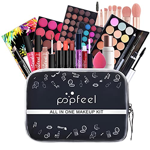 Set de Maquillaje Completo, Kit de Inicio Cosmético con Viaje Portátil Idea Regalo Mujeres Niñas, Juego de Maquillaje con Paleta de Sombras de Ojos Face Corrector Pintalabios Pinceles