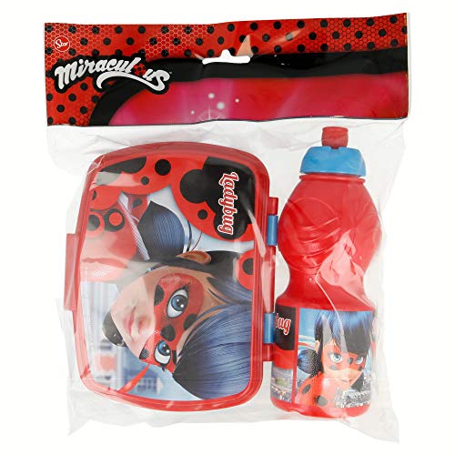 SET VUELTA AL COLE 2 PCS. (BOTELLA SPORT Y SANDWICHERA) MIRACULOUS LADYBUG