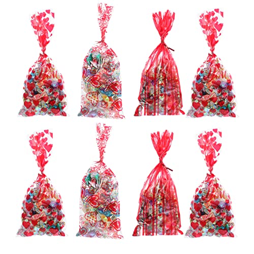 SEWACC 100 Unids Valentine Cellophane Bolsos de Regalo de Tratamiento del CORAZÓN Bolsas Bolsos de Golosinas Dulces Treat Bags Bizcocho Dulces Bolsas para Bodas Baby Shower Fiesta Favors