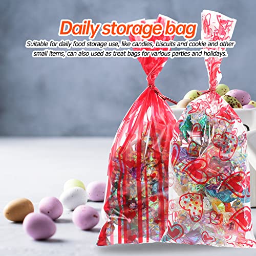 SEWACC 100 Unids Valentine Cellophane Bolsos de Regalo de Tratamiento del CORAZÓN Bolsas Bolsos de Golosinas Dulces Treat Bags Bizcocho Dulces Bolsas para Bodas Baby Shower Fiesta Favors