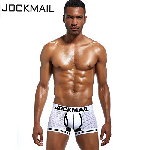 Sexy Boxers para Hombre Hombres Ropa Interior de Malla Sexy Calzoncillos Sexy Pantalones de algodón Troncos Boxer para Hombre de Las Bragas (M, Blanco)