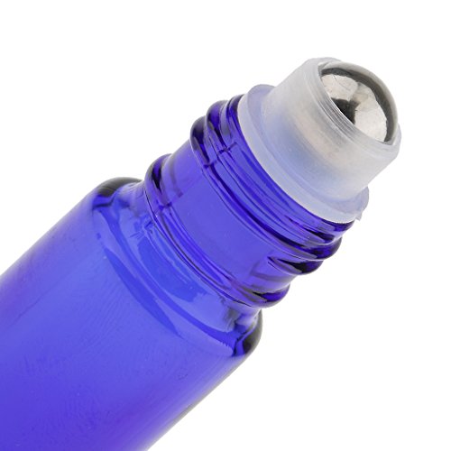 sharplace al por mayor Lote de 12 piezas 10 ml Mini vacío de cristal rollo de viaje de maquillaje botellas para aceite esencial Perfume color marrón oscuro + azul