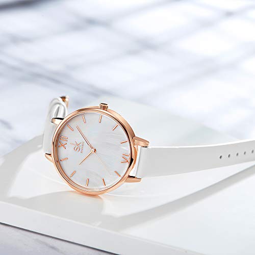 SHENGKE shengke señoras Reloj de Pulsera Creativas Mujeres Relojes Marca Reloj Mujeres Malla Vestido Reloj(K0056L-Rosegold-Shell Dial)