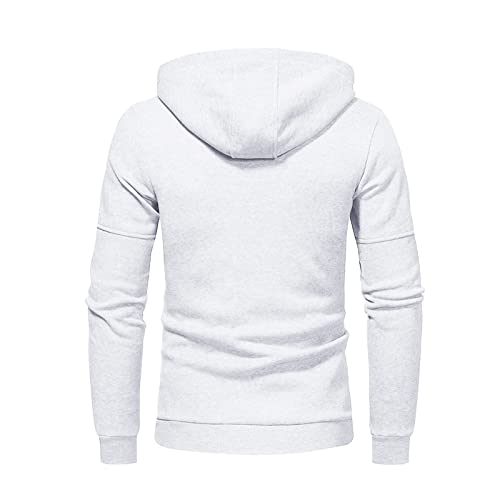 SHOBDW Barato Deportiva Sudadera Hombre Sólido con Capucha con Cremallera Hoodie Cárdigan Suéter Elástico Gruesos Cálido Abrigo Otoño e Invierno Liquidación Venta(White,L)