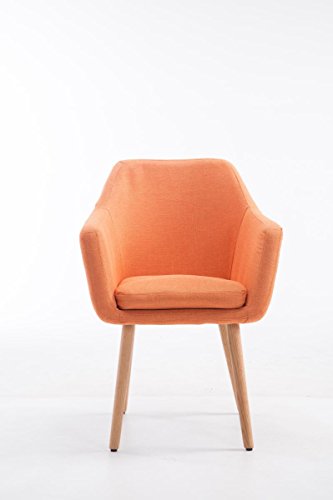 Silla De Visita Utrecht Tapizado En Tela I Silla De Comedor con Base De Madera I Silla De Salón Acolchada I Butaca Moderna Nórdica I Color:, Color:Naranja, Color del Marco:Natura