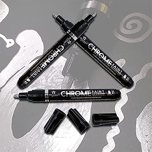 Silver Art Liquid Mirror Chrome Marker, Permanent Quick Dry Diy Highlight Pen, Liquid Chrome Alcohol Paint Pump Marker, Oil-based Paint Marker Pen, Liquid Chrome Marker Set For On Any Surface (1Set)