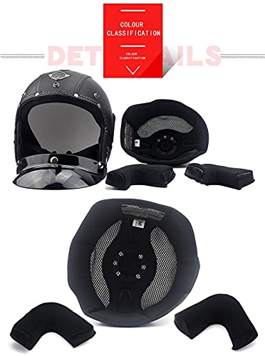 SJAPEX Casco Jet Cara Abierta Medio Casco de Motocicleta Cruiser Chopper Monopatín Ciclomotor 3/4 Casco con Gafas Casco Anticolisión de Liberación Rápida Dot/ECE Certificado D,XXL=61~62cm