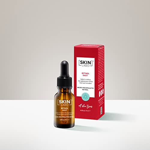 SkinLabo - Shot concentrado de Retinol. TRATAMIENTO DE CHOQUE. Sérum facial antiarrugas y antienvejecimiento con una alta concentración de retinol. 15 ml.