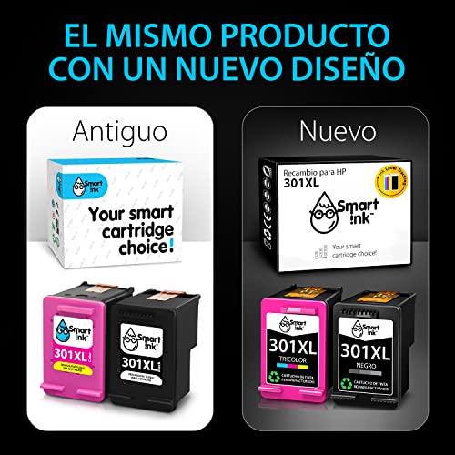 Smart Ink Reemplazo Compatible del Cartucho de Tinta 301XL 301 XL Alto Rendimiento 2 Pack (Negro & Color) Cartuchos para Deskjet 1000 1010 1050 1510 2050 2510 2540 3000 3050 3050A 3510 Envy 4500 5530