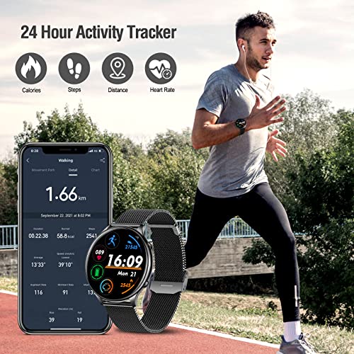 Smartwatch Hombre Mujer, Reloj Inteligente Hombre A Prueba de Agua IP68, Smart Watch 1.3”Táctil Completa con Caloría, SpO2, Menstrual Registro, Podómetro Pulsera Actividad Inteligente con iOS Android