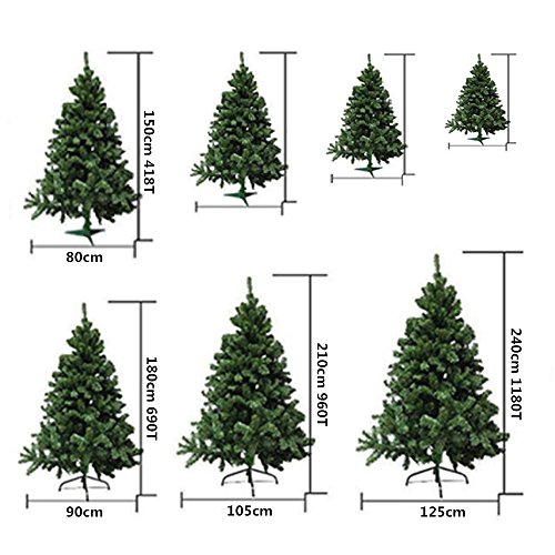 Solagua Árbol de Navidad Artificial Extra Relleno Abeto de Doble Hojas Combinadas 150-240cm Arboles C/Soporte Metálico (Verde, 150cm 418Tips)