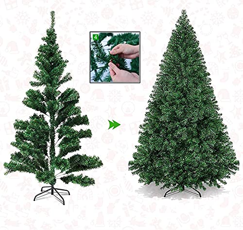 Solagua Árbol de Navidad Verde Artificial Abeto de Hoja Verde Espumillón 120-210cm Arboles C/Soporte Metálico (Verde Brillo, 210cm 668Tips)