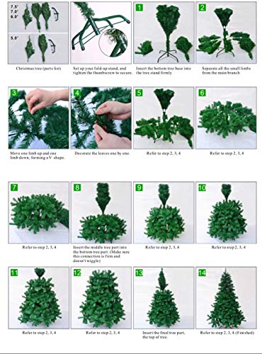 Solagua Árbol de Navidad Verde Artificial Abeto de Hoja Verde Espumillón 120-210cm Arboles C/Soporte Metálico (Verde Brillo, 210cm 668Tips)