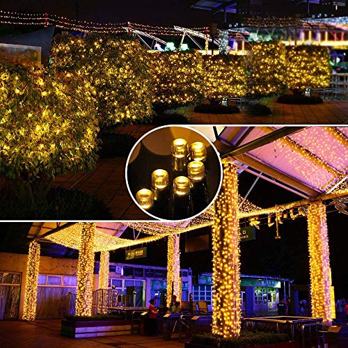 Solar Fairy String Lights Outdoor Waterproof, 33FT 100LEDs Updated Version 6hrs Timer Function Solar Powered String Lights for Christmas Garden Patio Party-(Warm White)