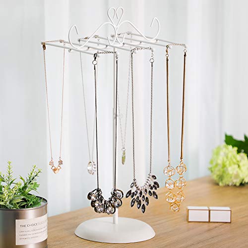 SONGMICS Soporte y expositor de joyas, Árbol para joyas de metal, para Collares, Pulseras, Pendientes, Regalo para seres queridos, Blanco JJS04WT