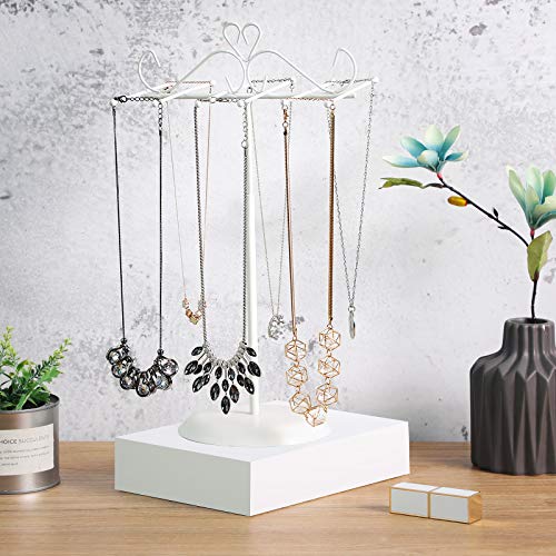 SONGMICS Soporte y expositor de joyas, Árbol para joyas de metal, para Collares, Pulseras, Pendientes, Regalo para seres queridos, Blanco JJS04WT