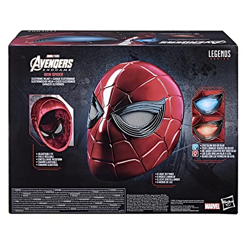 Spider-Man Hasbro Marvel Casco electrónico de Iron Spider con Ojos Brillantes de Legends Series, 6 ajustes de luz y Regulable