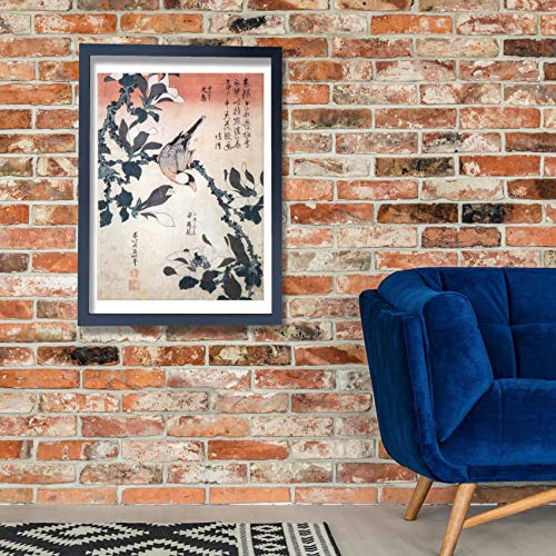 Spiffing Prints Katsushika Hokusai - Póster con diseño de gorrión y magnolia - Pequeño - Archival Matte - Sin marco