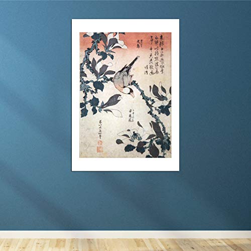 Spiffing Prints Katsushika Hokusai - Póster de Sparrow & Magnolia (grande, mate), diseño de gorrión y magnolia