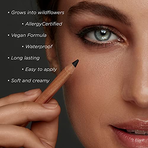 Sprout Eyeliner | Khol suave | Resistente al Agua y Larga Durabilidad | Fórmula vegana | Lápiz de ojos plantable con semillas de flores | Regalo de maquillaje ecológico y sostenible | Marrón