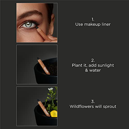 Sprout Eyeliner | Khol suave | Resistente al Agua y Larga Durabilidad | Fórmula vegana | Lápiz de ojos plantable con semillas de flores | Regalo de maquillaje ecológico y sostenible | Marrón