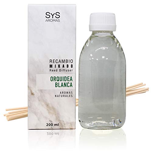 S&S Cosmetica natural Recambio Mikado SYS 200ml+Palos, ORQUIDEA Blanca