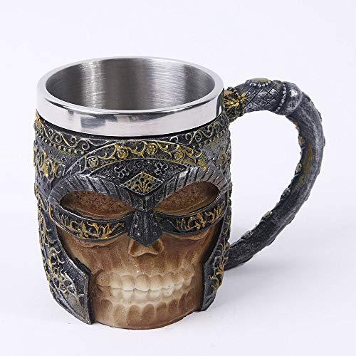 SSRSHDZW Cráneo Copa De Vino De Acero Inoxidable Jarra De Cerveza Guerrero Vikingo Cráneo Copa Copa para Beber Taza De Café Copa De Vino Fiesta Bar Decoración 14X8.5X10cm