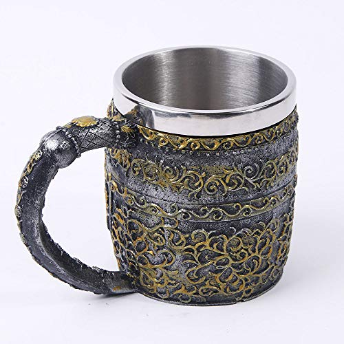 SSRSHDZW Cráneo Copa De Vino De Acero Inoxidable Jarra De Cerveza Guerrero Vikingo Cráneo Copa Copa para Beber Taza De Café Copa De Vino Fiesta Bar Decoración 14X8.5X10cm