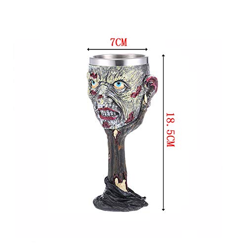 SSRSHDZW Gothic 3D Skull Mug - Taza De Acero Inoxidable Seleton Drink Mug para Bebidas, Medieval Viking Warrior Skull Armor Drinking Mug, Decoración De Halloween, Party Trick Cup