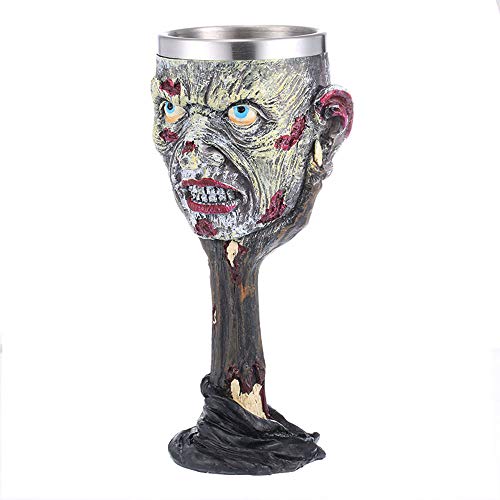 SSRSHDZW Gothic 3D Skull Mug - Taza De Acero Inoxidable Seleton Drink Mug para Bebidas, Medieval Viking Warrior Skull Armor Drinking Mug, Decoración De Halloween, Party Trick Cup