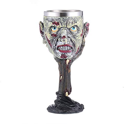 SSRSHDZW Gothic 3D Skull Mug - Taza De Acero Inoxidable Seleton Drink Mug para Bebidas, Medieval Viking Warrior Skull Armor Drinking Mug, Decoración De Halloween, Party Trick Cup