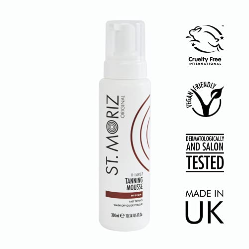 St Moriz Original - Espuma de bronceado instantáneo, secado rápido, vegana, bronceado artificial, color medio tamaño extragrande (300 ml)