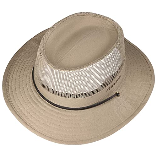 Stetson Sombrero Safari Takani Mujer/Hombre - de Trekking arbusto Malla con Tira para el mentón Verano/Invierno - L (58-59 cm) Beige