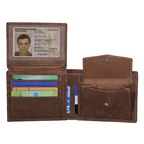 STILORD 'Antonio' Cartera o billeterade Piel RFID NFC Estilo Vintage para Hombres Portatarjetas o Monedero con diseño Original y de auténtico Cuero, Color:Antero - marrón