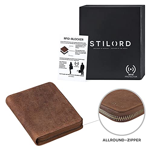 STILORD 'Paris' Monedero Vintage Mujer Cuero Cartera RFID Billetera Tarjetero con NFC Protección Slim Wallet para Damas Bolsillo Pequeño Vera Piel, Color:Torino - marrón