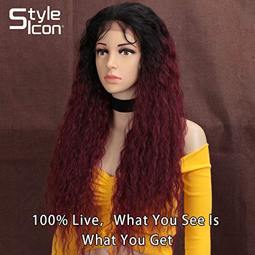 Style Icon Lace Front Wigs Peluca Delantera De Encaje Peluca Sintética Rizada De Encaje De 13x4 Con Pelo De Bebé Peluca Para Mujeres Fibra Resistente Al Calor 28”/71cm